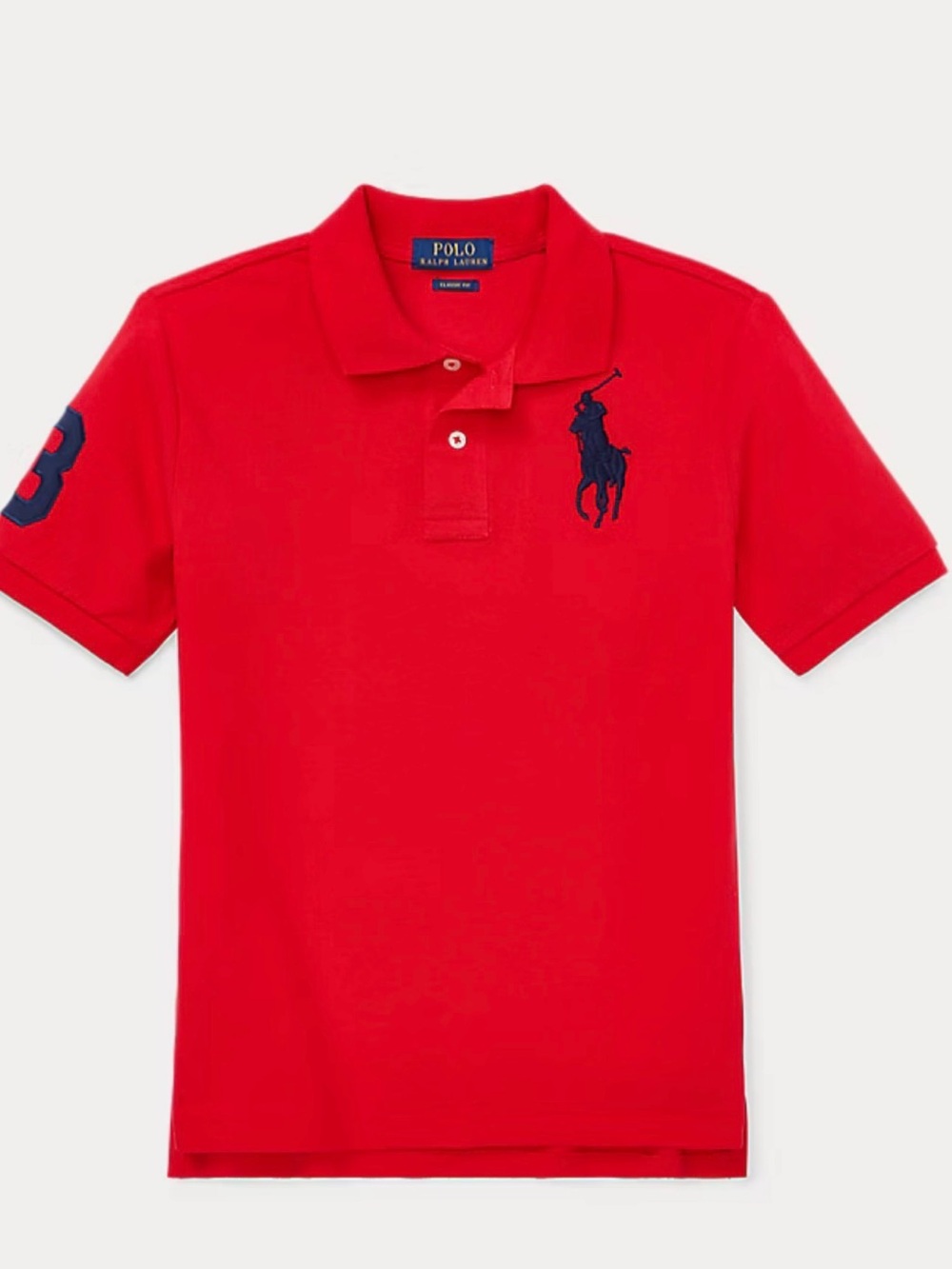 Polo by Ralph Lauren Red Polo with Navy Logo and Sleeve Number